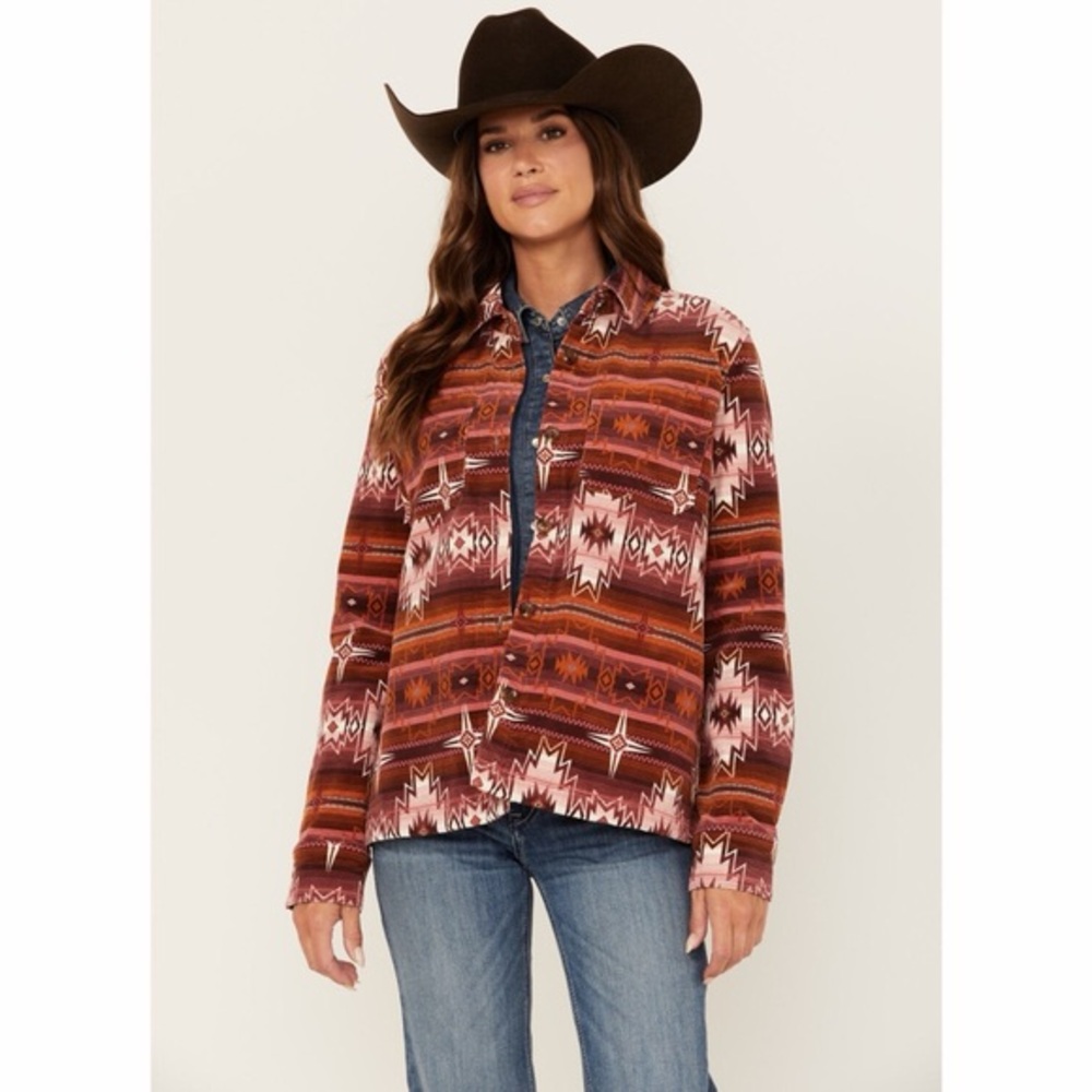 NWT SHYANNE Southwestern Striped Print Corduroy Barn Shacket